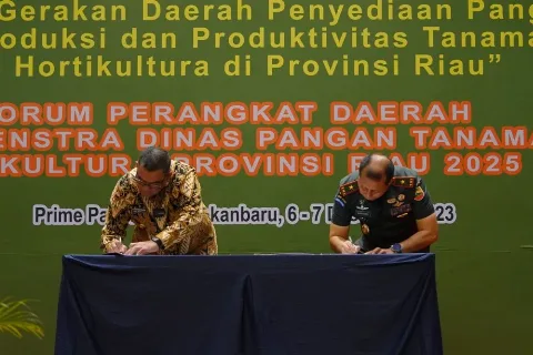 Pemprov Riau Melakukan MoU Korem 031/WB Peningkatan Produksi dan Produktivitas Pertanian