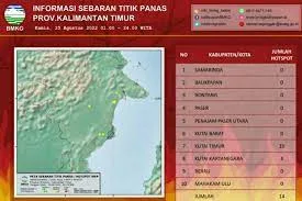 BMKG Mendeteksi 22 Titik Panas di Kaltim