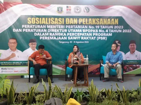 BPDPKS dan Apkasindo Banten Sosialisasikan Percepatan PSR Melalui  Permentan Nomor 19/2023 dan Peraturan Direktur BPDPKS Nomor 4/2022