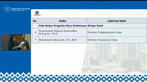 Menkeu Sri Mulyani Lantik 2 Direktur BPDPKS