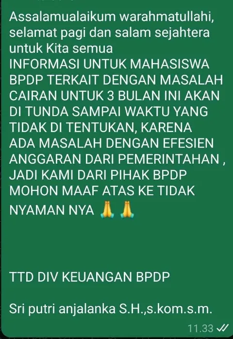 Beredar Pesan Dana Beasiswa Sawit Ditunda Akibat Efisiensi, BPDP Pastikan Informasi Tersebut Hoax