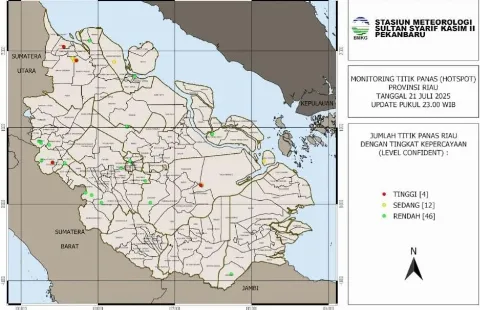 Hotspot  di Provinsi Riau Tersisa 62 Titik