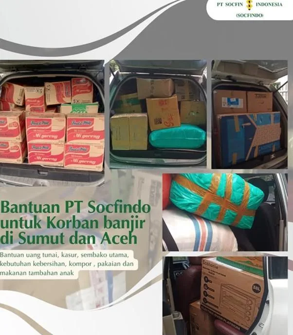 Socfindo, Perusahaan Sawit Tertua di Indonesia, Serahkan Ribuan Bantuan kepada Warga Aceh dan Sumatera Utara