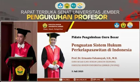 Dikukuhkan Sebagai Guru Besar Hukum Ekonomi UNEJ, Prof. Ermanto Fahamsyah Usung Penguatan Hukum Perkelapasawitan Sebagai Langkah Strategis Indonesia