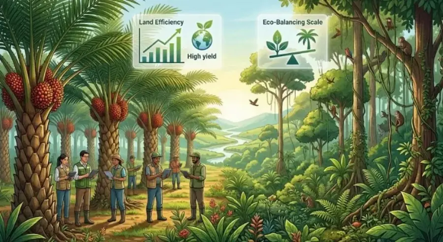 Produktivitas Tinggi Kelapa Sawit: Peluang Efisiensi Lahan dan Agenda Perlindungan Ekosistem
