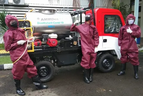 Antisipasi Korona, Kemenperin Kenalkan AMMDes Penyemprot Disinfektan