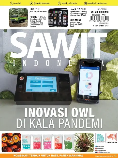 Cover Majalah Sawit Indonesia, Edisi 106 (15 Agustus - 15 September 2020)