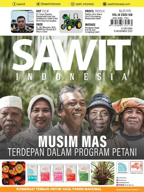 COVER MAJALAH SAWIT INDONESIA, EDISI 108, 15 OKTOBER - 15 NOVEMBER 2020