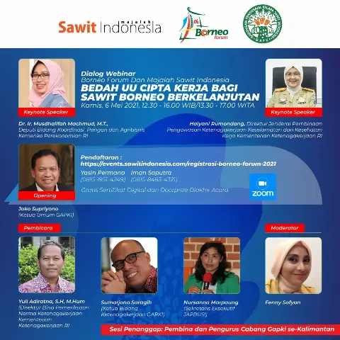 Borneo Forum dan Majalah SAWIT INDONESIA Gelar Dialog UU Cipta Kerja