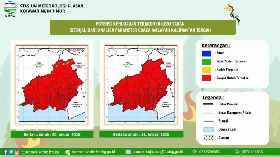 Kotim Masuk Zona Merah, Ada 6 Titik Panas Terdeteksi