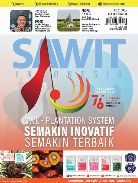 Cover Majalah Sawit indonesia, Edisi 118, 15 Agustus - 15 September 2021
