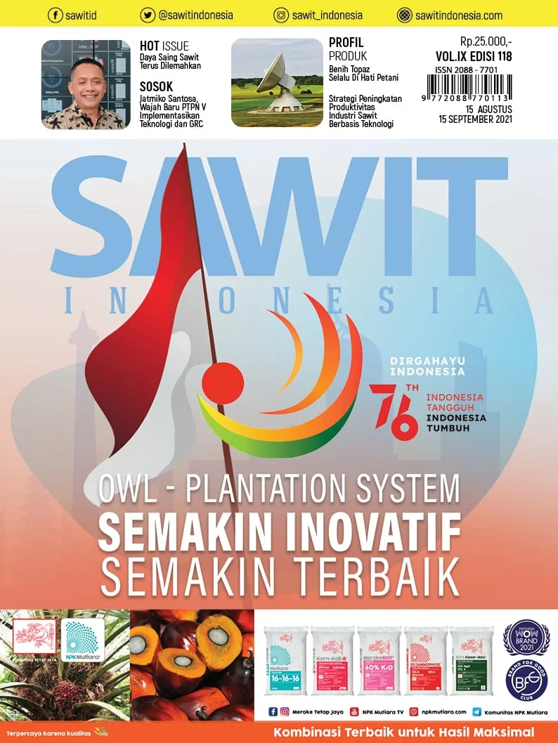 Cover Majalah Sawit indonesia, Edisi 118, 15 Agustus - 15 September 2021