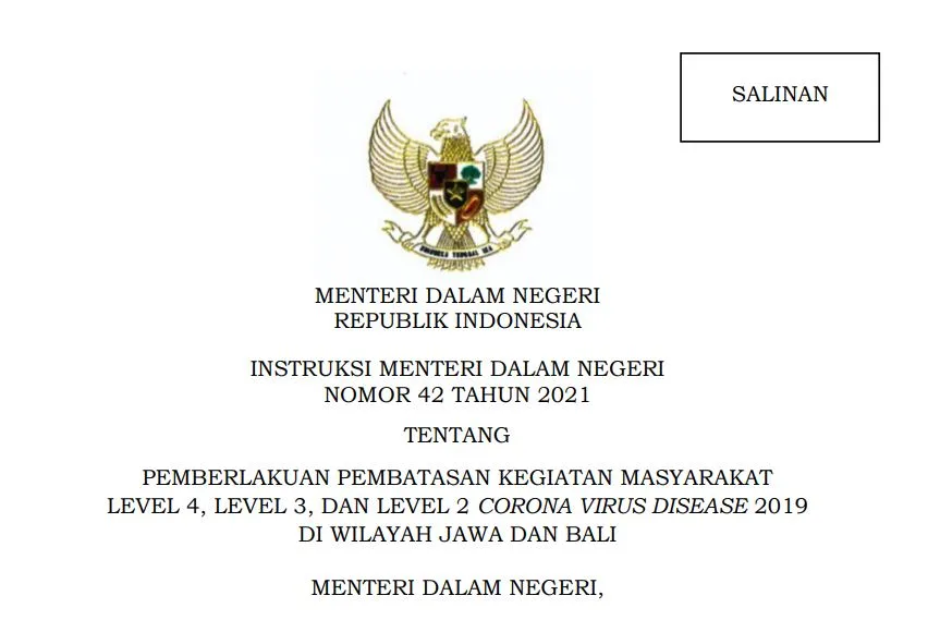Inilah Wilayah PPKM Level 4, 3, dan 2 di Jawa-Bali Periode 14-20 September 2021