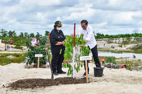 Bersama Masyarakat, Presiden Joko Widodo Tanam Pohon di Area Bekas Tambang