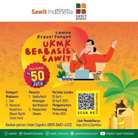 Ayo Ikutan Lomba Kreasi Pangan UKMK Berbahan Sawit, Total Hadiah Rp 50 Juta