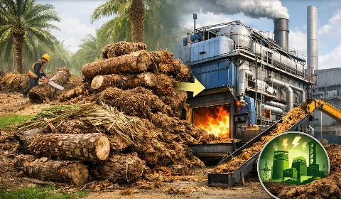 Limbah Re-Planting Sawit Jadi Energi, Batang Sawit Berpotensi Dukung BoilerBiomassa