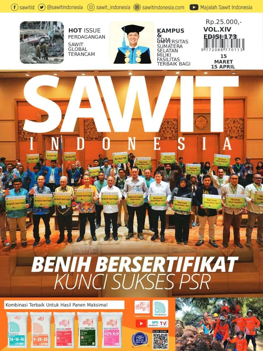Cover Majalah Sawit Indonesia Edisi 173, 15 Maret - 15 April 2026