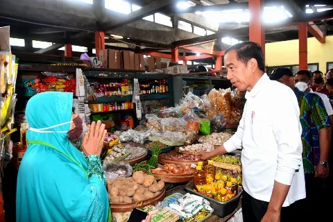 Presiden Jokowi Tinjau Aktivitas Perdagangan di Pasar Sentul