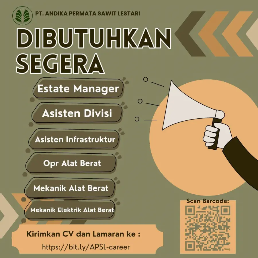 Andika Permata Sawit Lestari Buka 6 Formasi Pekerjaan, Cek Persyaratannya