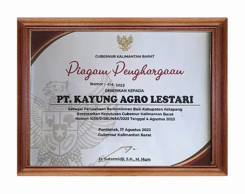 PT Austindo Nusantara Jaya Tbk. Mendapatkan Penghargaan dari Gubernur Kalimantan Barat