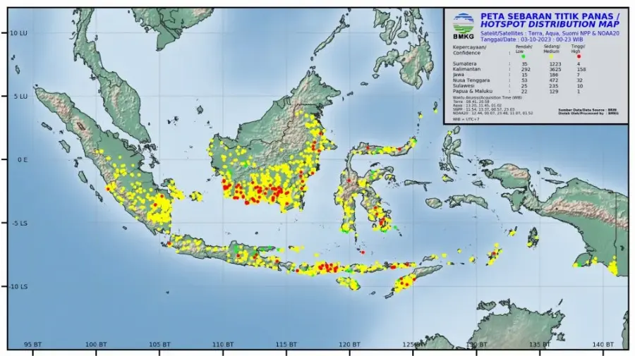 Sebanyak 1.262 Titik Panas Muncul di Sumatera